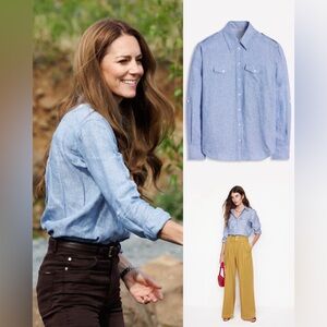 NWT Boden Longline Linen Safari Shirt in Chambray- ASO Kate Middleton- UK8/US4